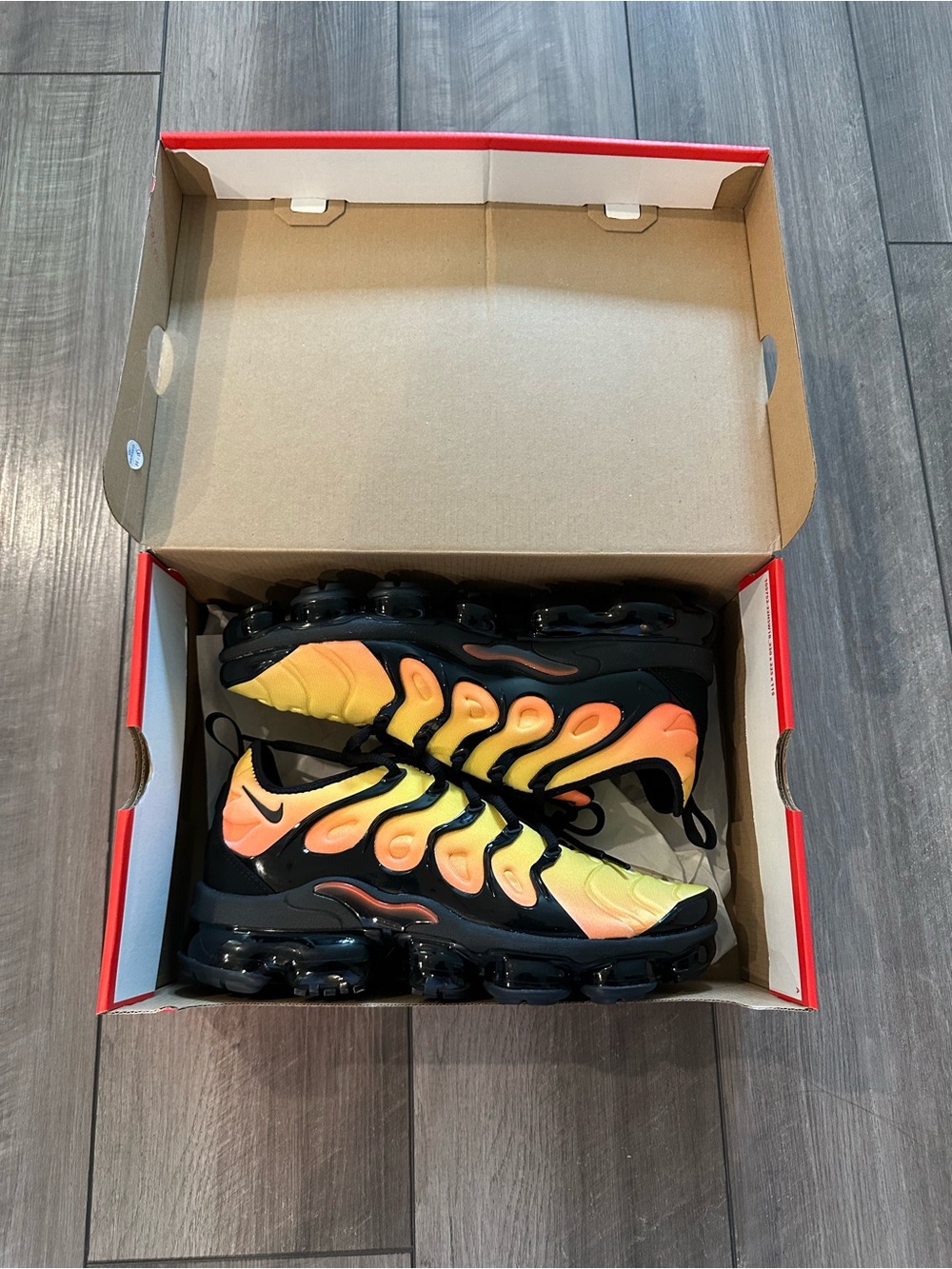 Nike VaporMax Plus Sneakers in Yellow-to-Orange Gradient with Black